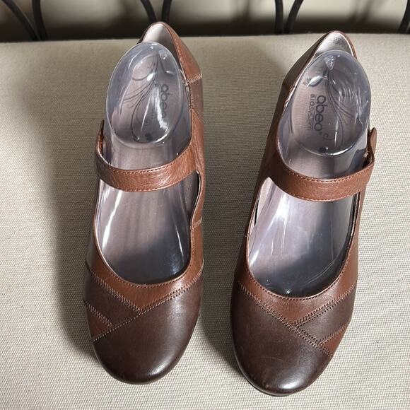 Abeo Ginger brown 2-tone leather Mary Jane wedge shoes academia 8.5 narrow - Picture 5 of 11